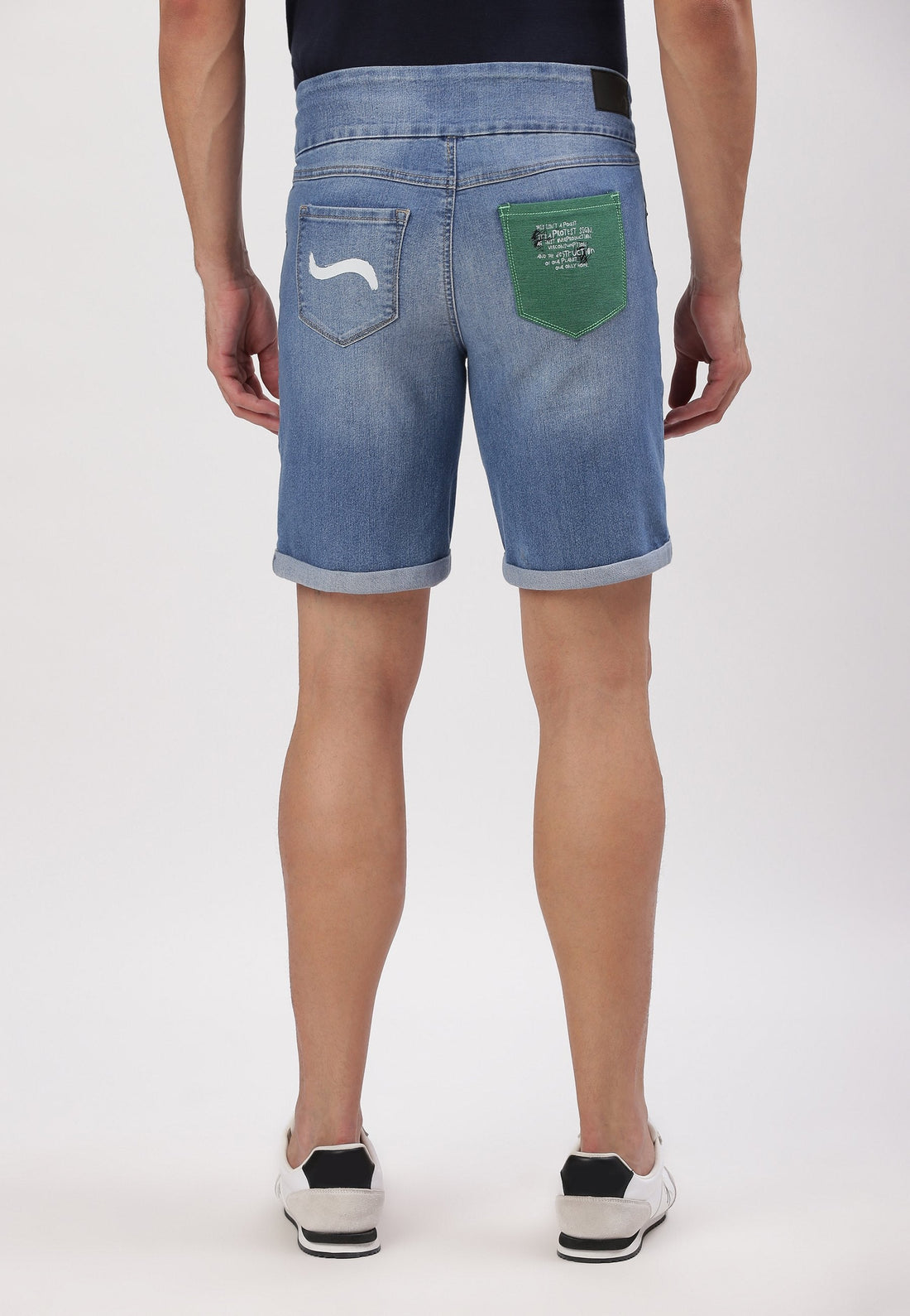 Mid Indigo Mid Rise Straight Denim Shorts