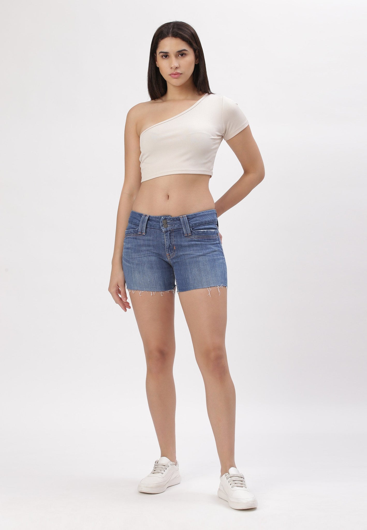 Dark Indigo Low Rise Straight Denim Shorts