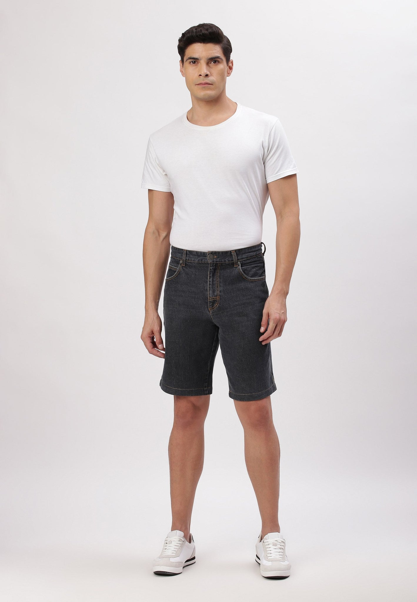 Dark Indigo High Rise Bermuda Denim Shorts