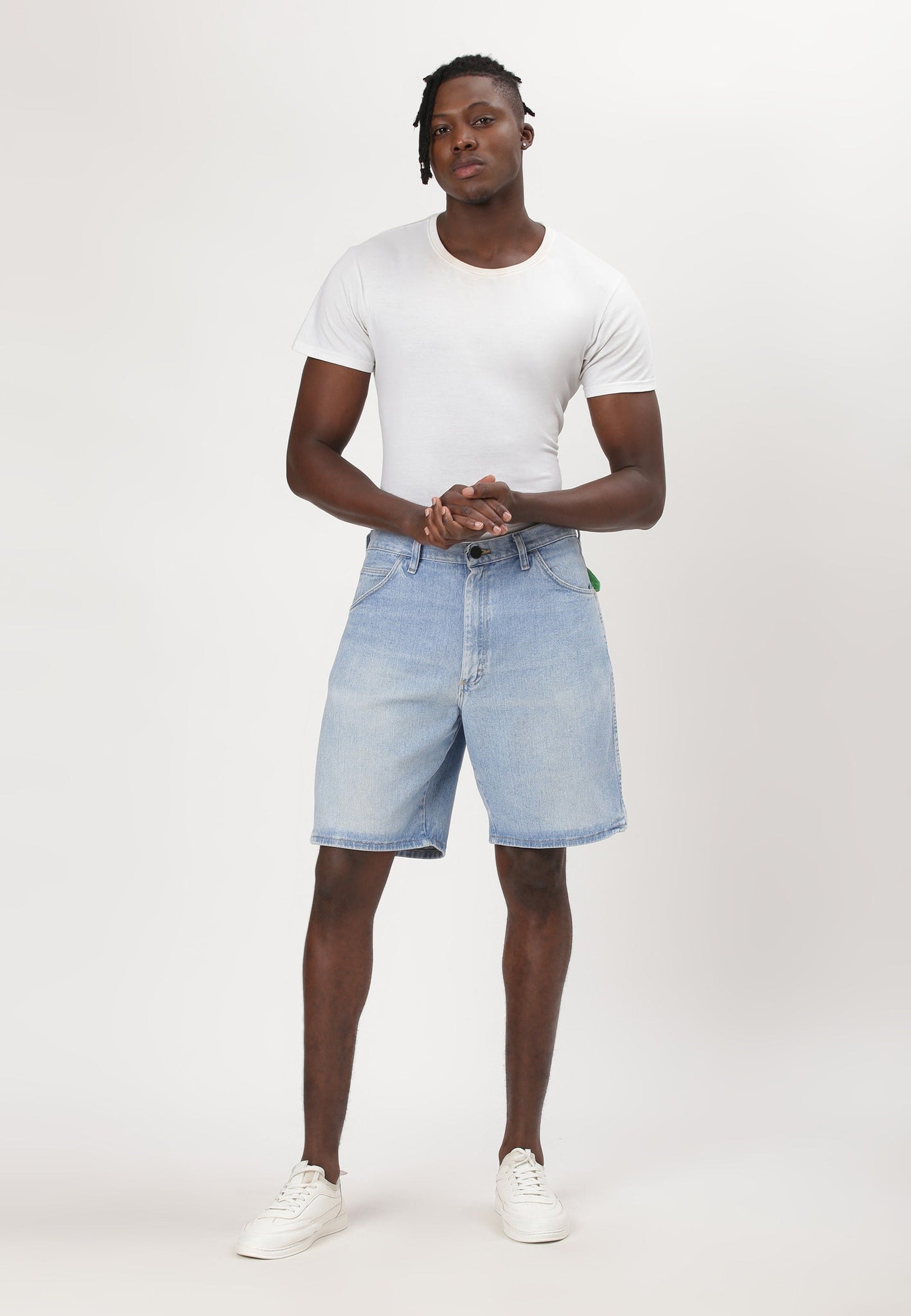 Light Indigo High Rise Bermuda Denim Shorts