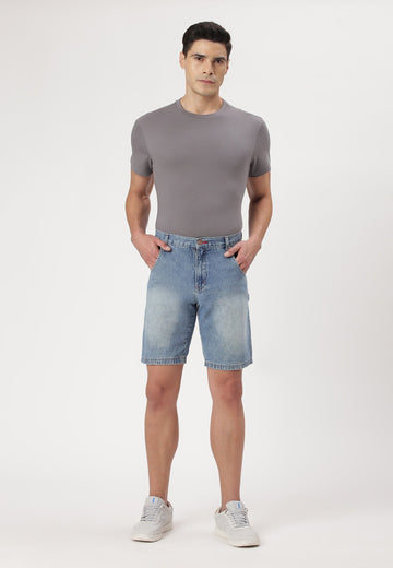 Light Indigo Mid Rise Bermuda Denim Shorts