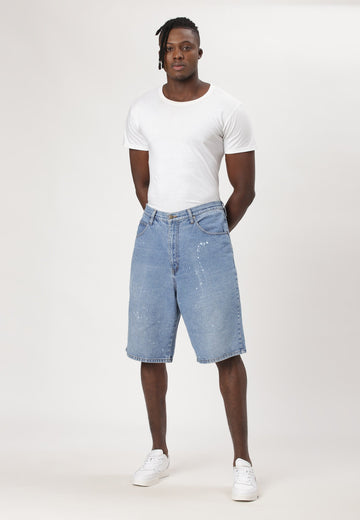 Mid Indigo High Rise Bermuda Denim Shorts