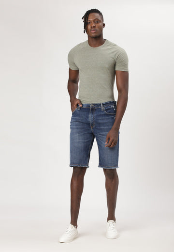 Dark Indigo High Rise Bermuda Denim Shorts