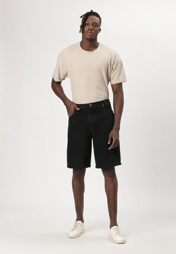 Black High Rise Bermuda Denim Shorts